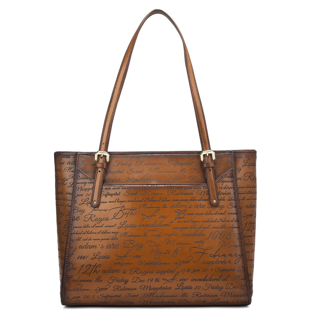 Medium Signato Leather Tote - Cognac