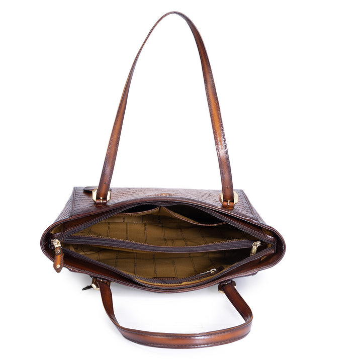 Medium Signato Leather Tote - Cognac
