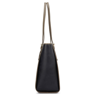 Medium Wax Leather Tote - Black