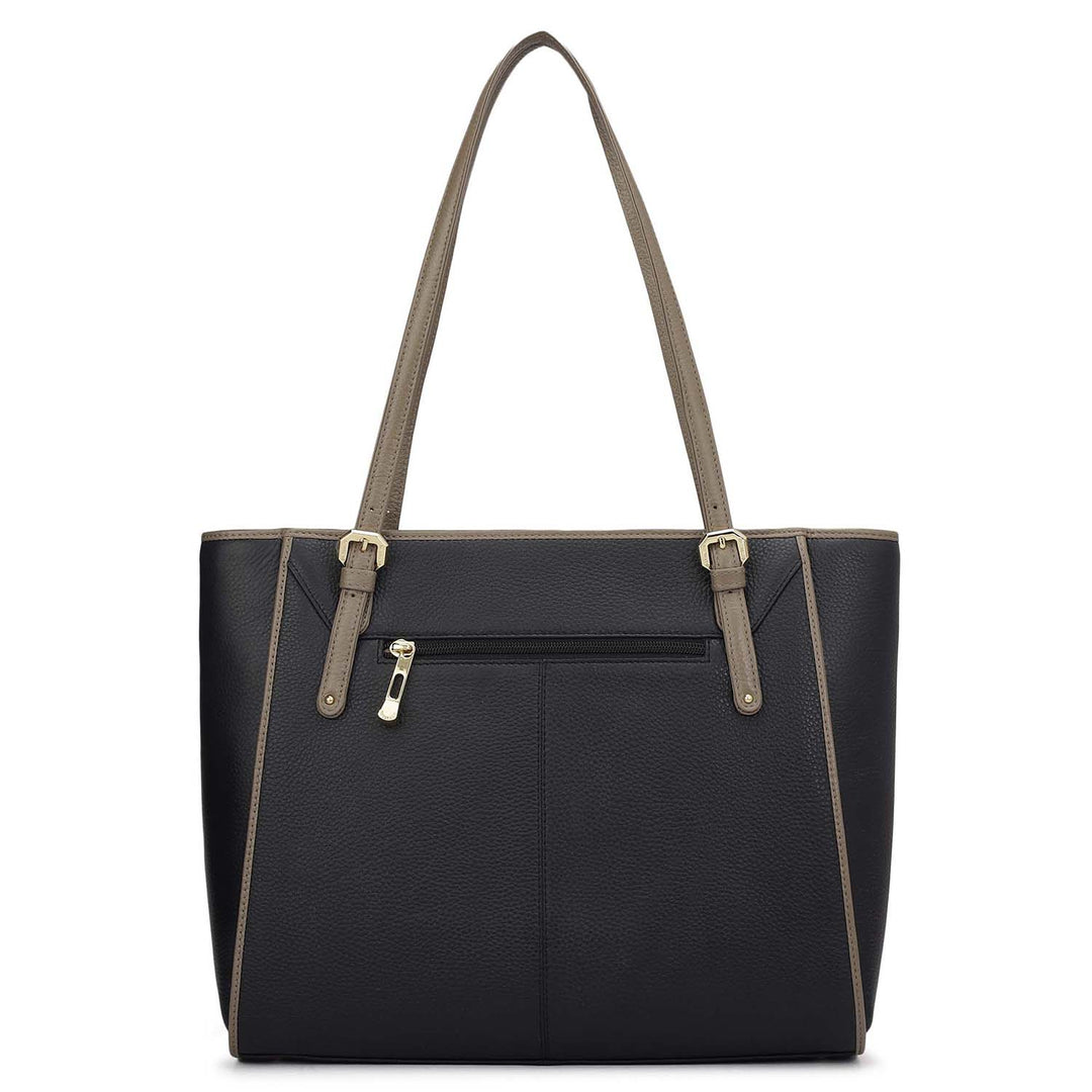Medium Wax Leather Tote - Black