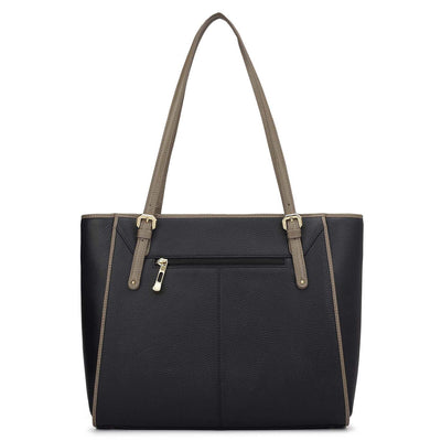 Medium Wax Leather Tote - Black