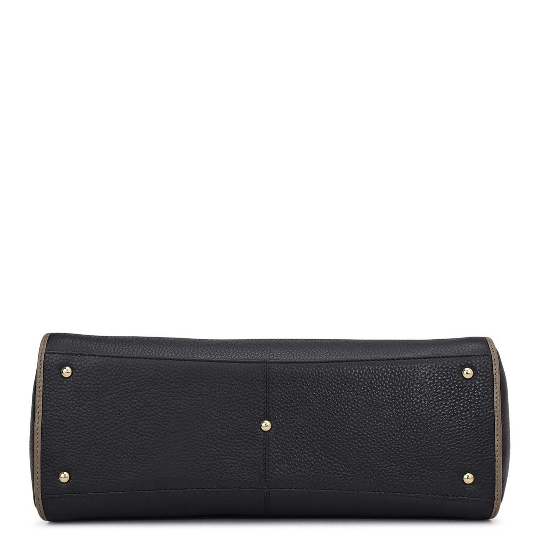 Medium Wax Leather Tote - Black