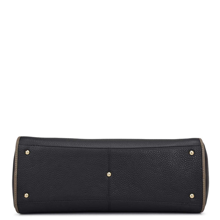 Medium Wax Leather Tote - Black