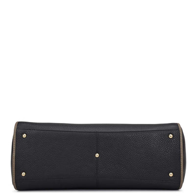 Medium Wax Leather Tote - Black