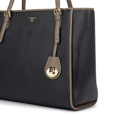 Medium Wax Leather Tote - Black