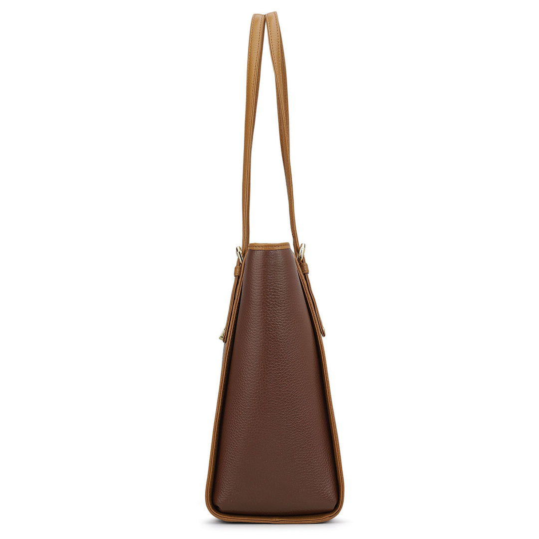 Medium Wax Leather Tote - Espresso