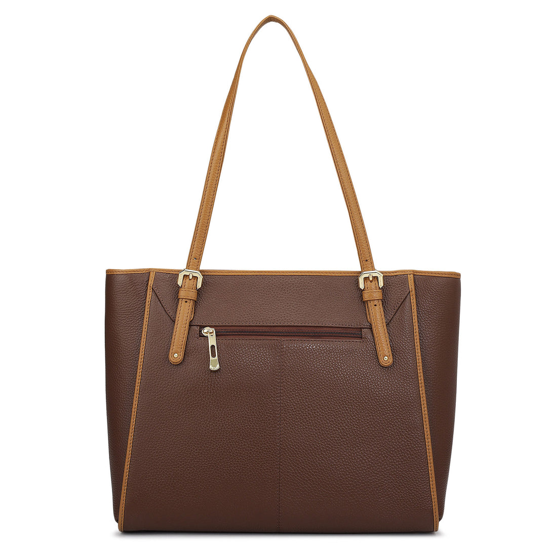 Medium Wax Leather Tote - Espresso
