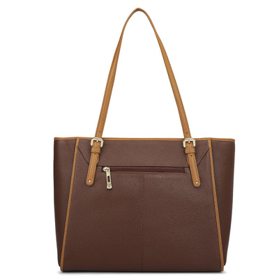 Medium Wax Leather Tote - Espresso