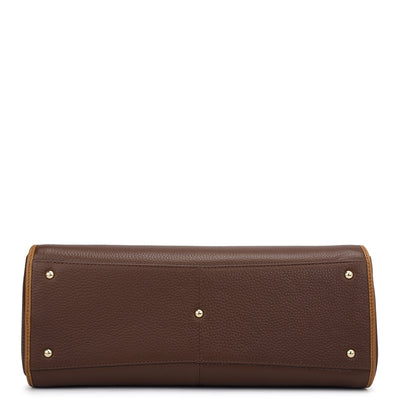 Medium Wax Leather Tote - Espresso