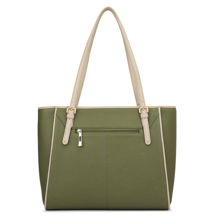 Medium Wax Leather Tote - Fern