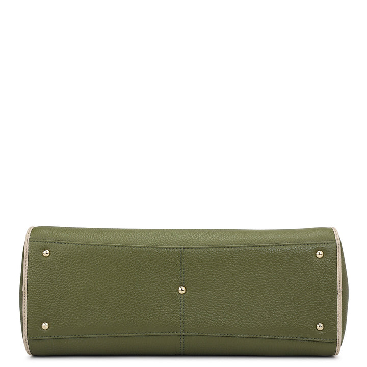 Medium Wax Leather Tote - Fern