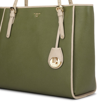 Medium Wax Leather Tote - Fern