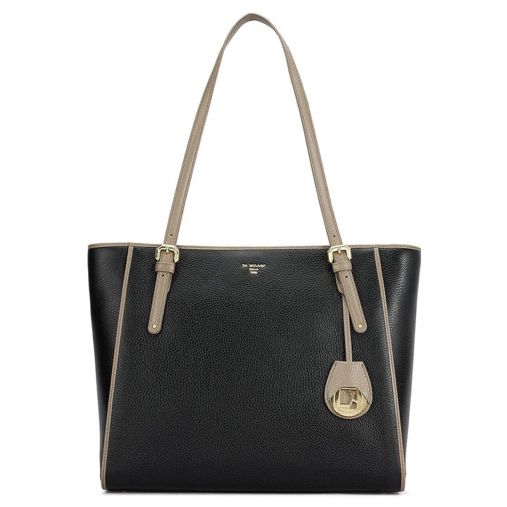 Medium Wax Leather Tote - Black