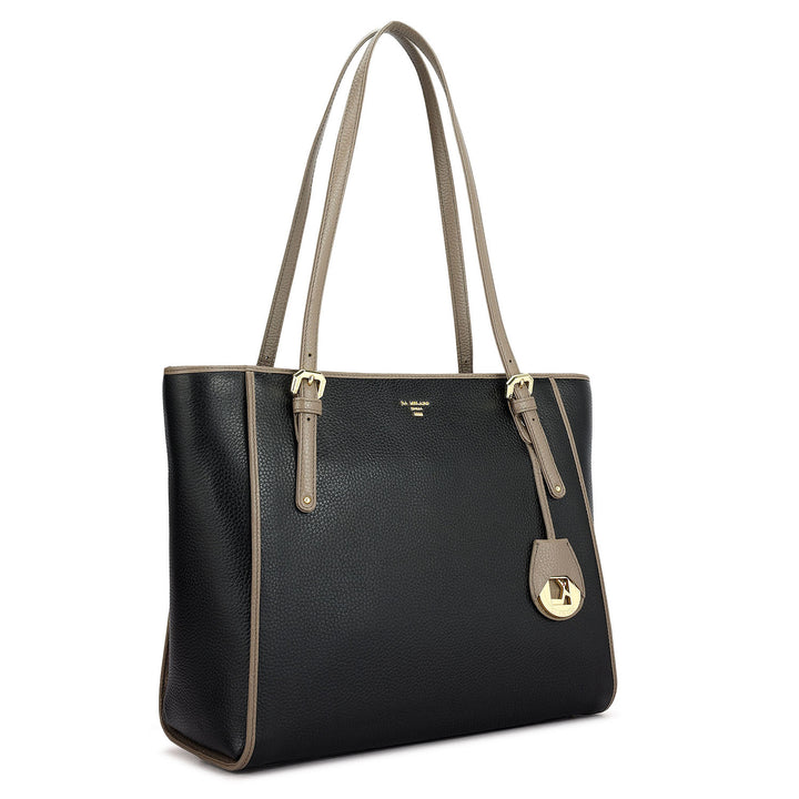 Medium Wax Leather Tote - Black