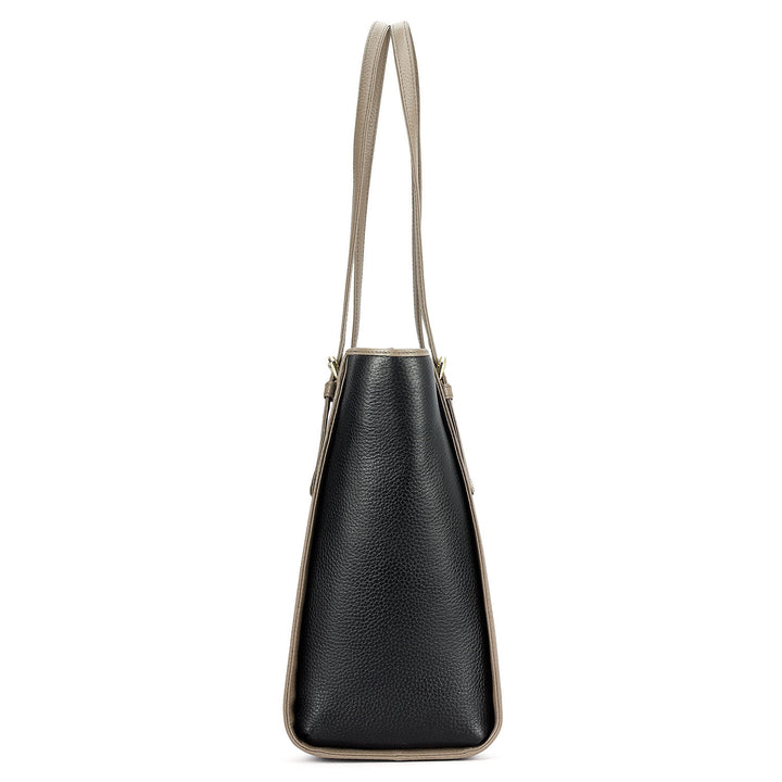 Medium Wax Leather Tote - Black