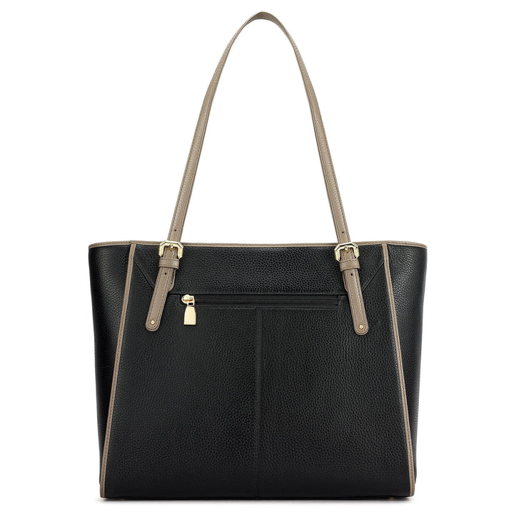 Medium Wax Leather Tote - Black