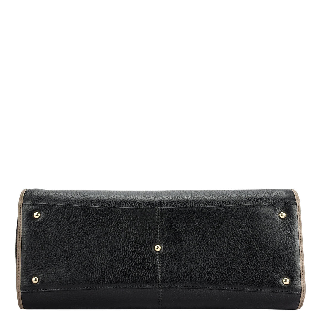 Medium Wax Leather Tote - Black