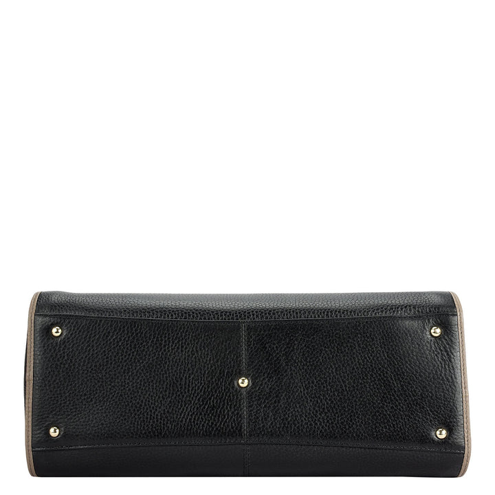 Medium Wax Leather Tote - Black