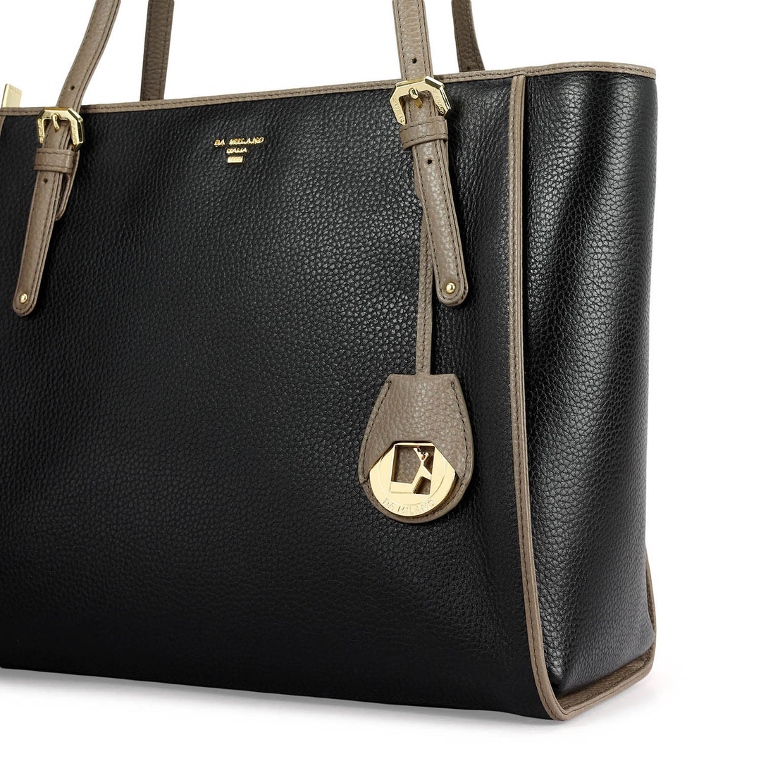 Medium Wax Leather Tote - Black