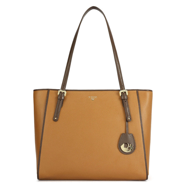 Medium Wax Leather Tote - Caramel