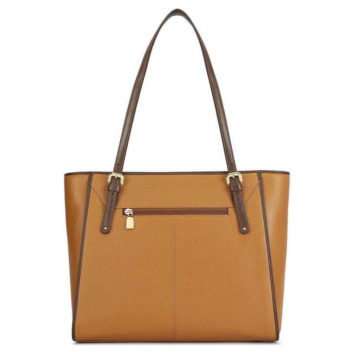 Medium Wax Leather Tote - Caramel