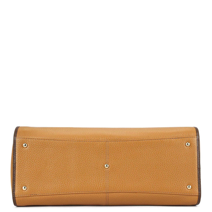 Medium Wax Leather Tote - Caramel