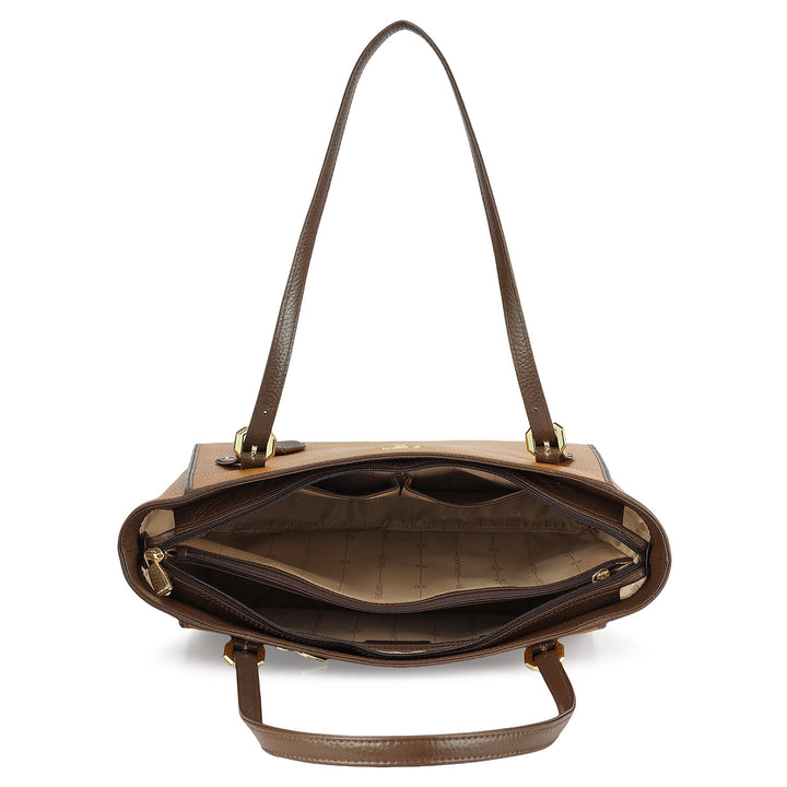 Medium Wax Leather Tote - Caramel