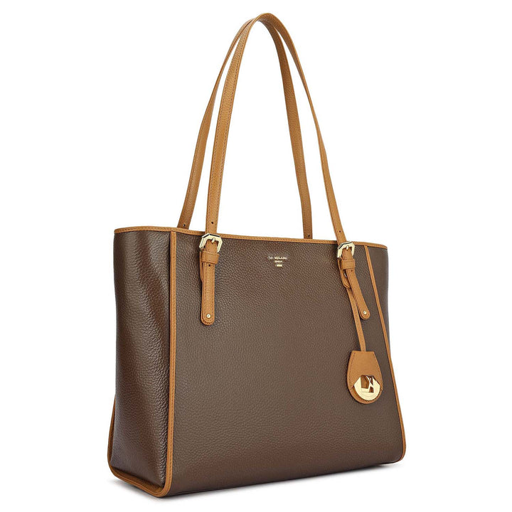 Medium Wax Leather Tote - Mocha