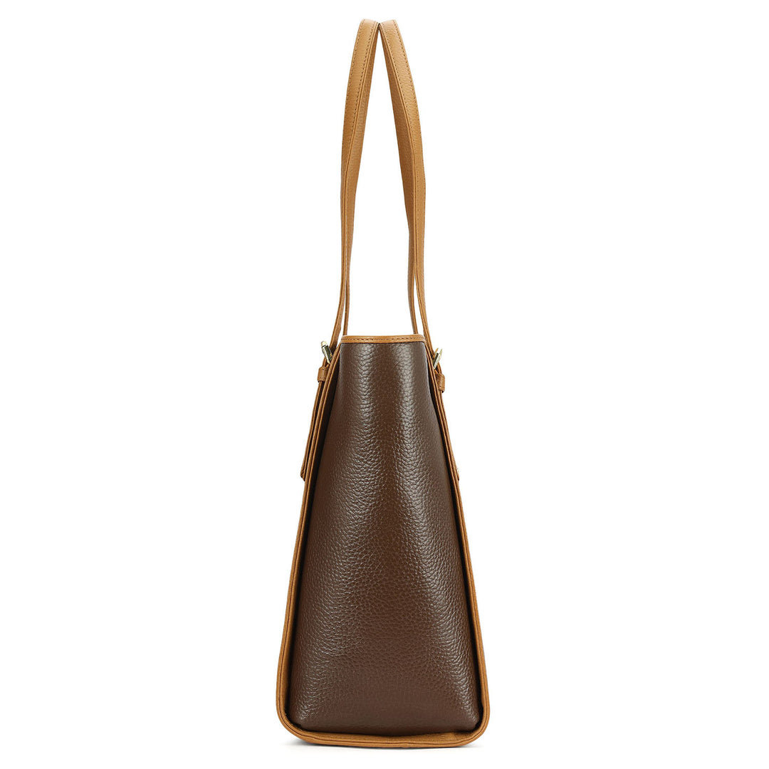 Medium Wax Leather Tote - Mocha