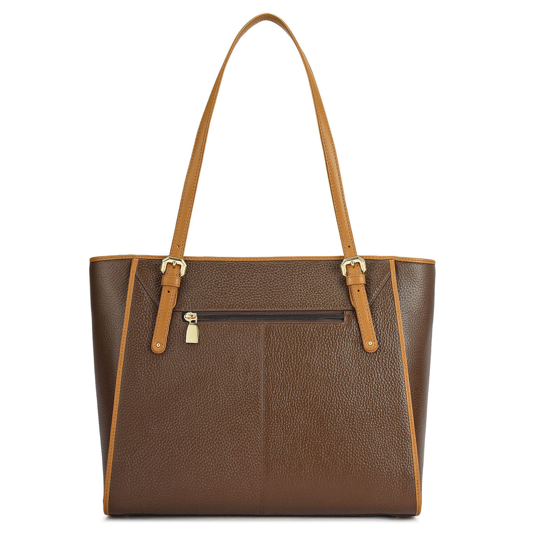 Medium Wax Leather Tote - Mocha