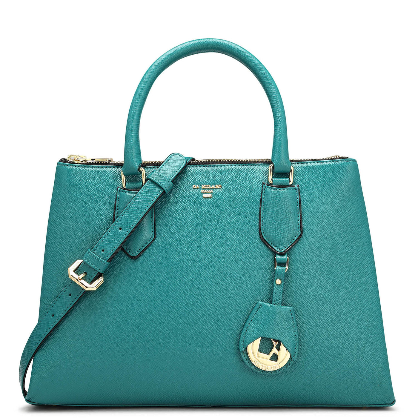 Medium Franzy Leather Satchel - Teal