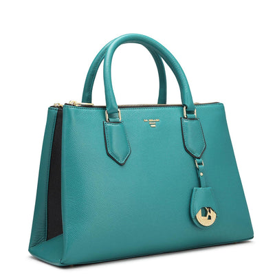 Medium Franzy Leather Satchel - Teal