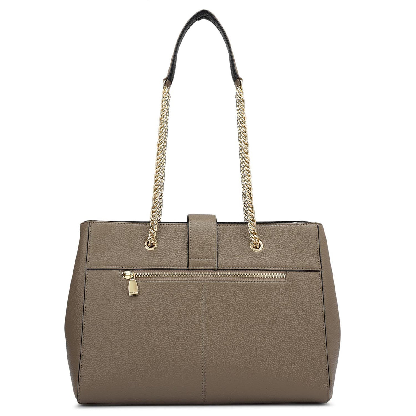 Medium Wax Stripe Leather Shoulder Bag - Greyish Taupe