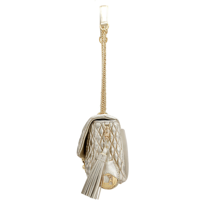 Medium Quilting Plain Leather Shoulder Bag - Gold