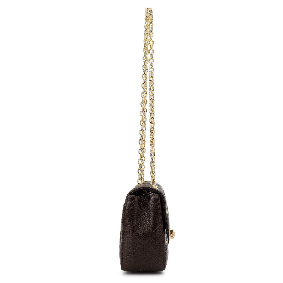 Quilting Double Chain Bag (S) - Chocolate
