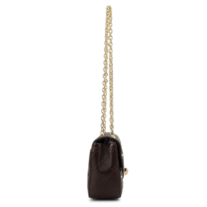 Quilting Double Chain Bag (S) - Chocolate