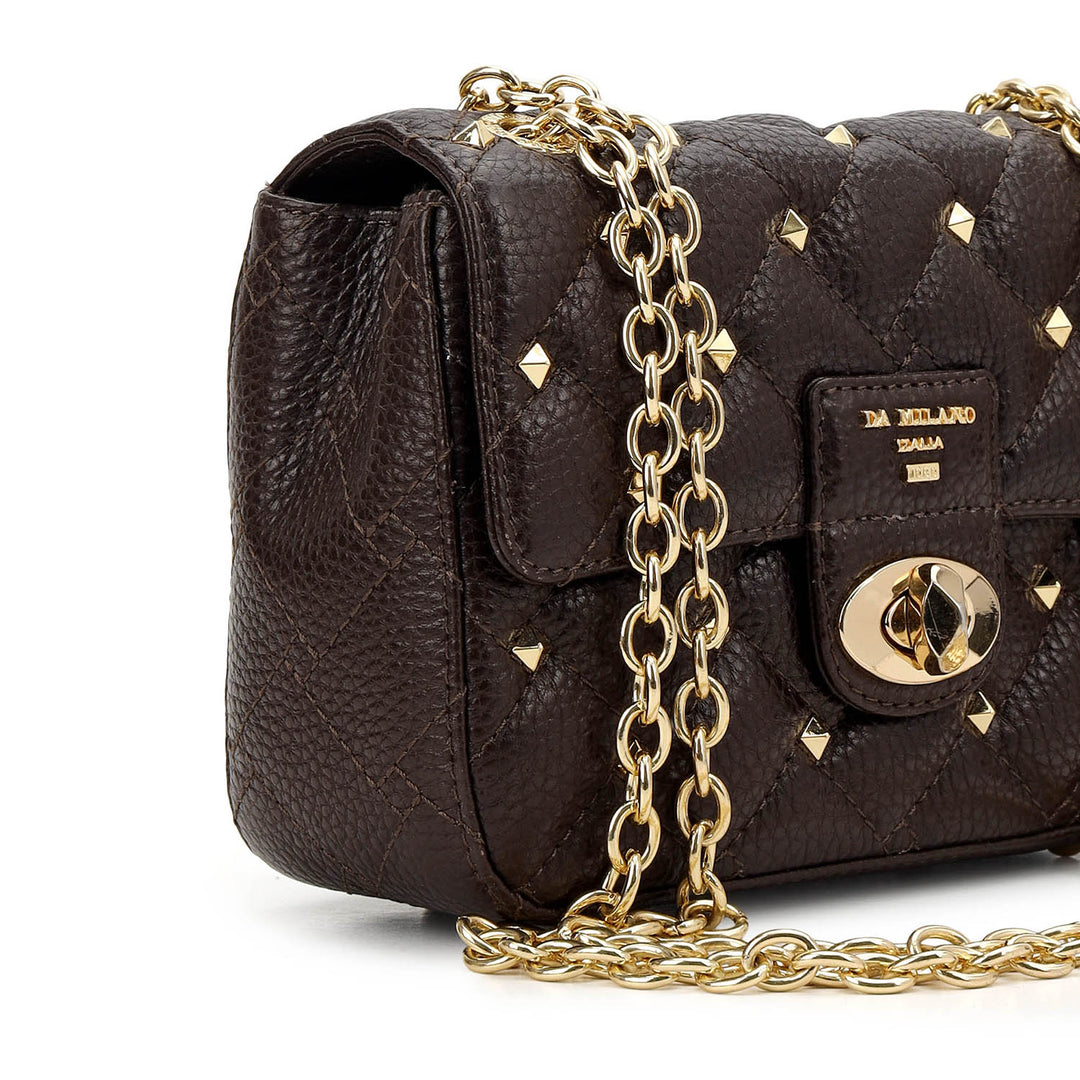 Quilting Double Chain Bag (S) - Chocolate