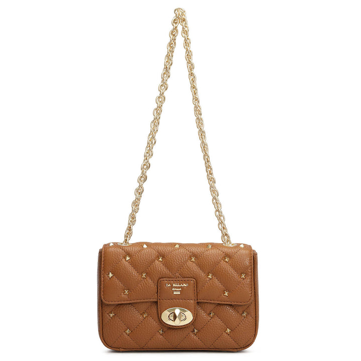 Small Quilting Leather Shoulder Bag - Caramel