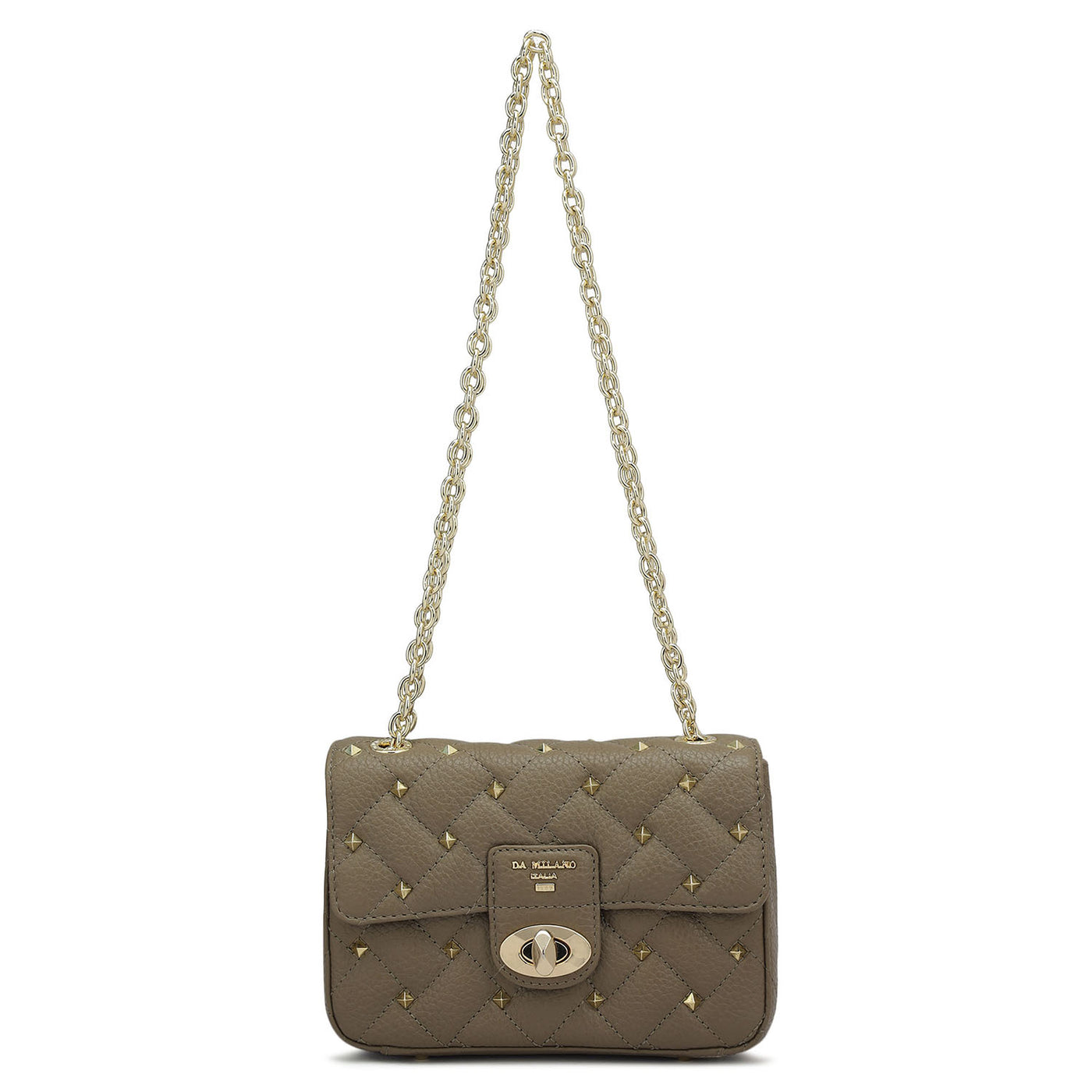 Small Quilting Leather Shoulder Bag - Greyish Taupe