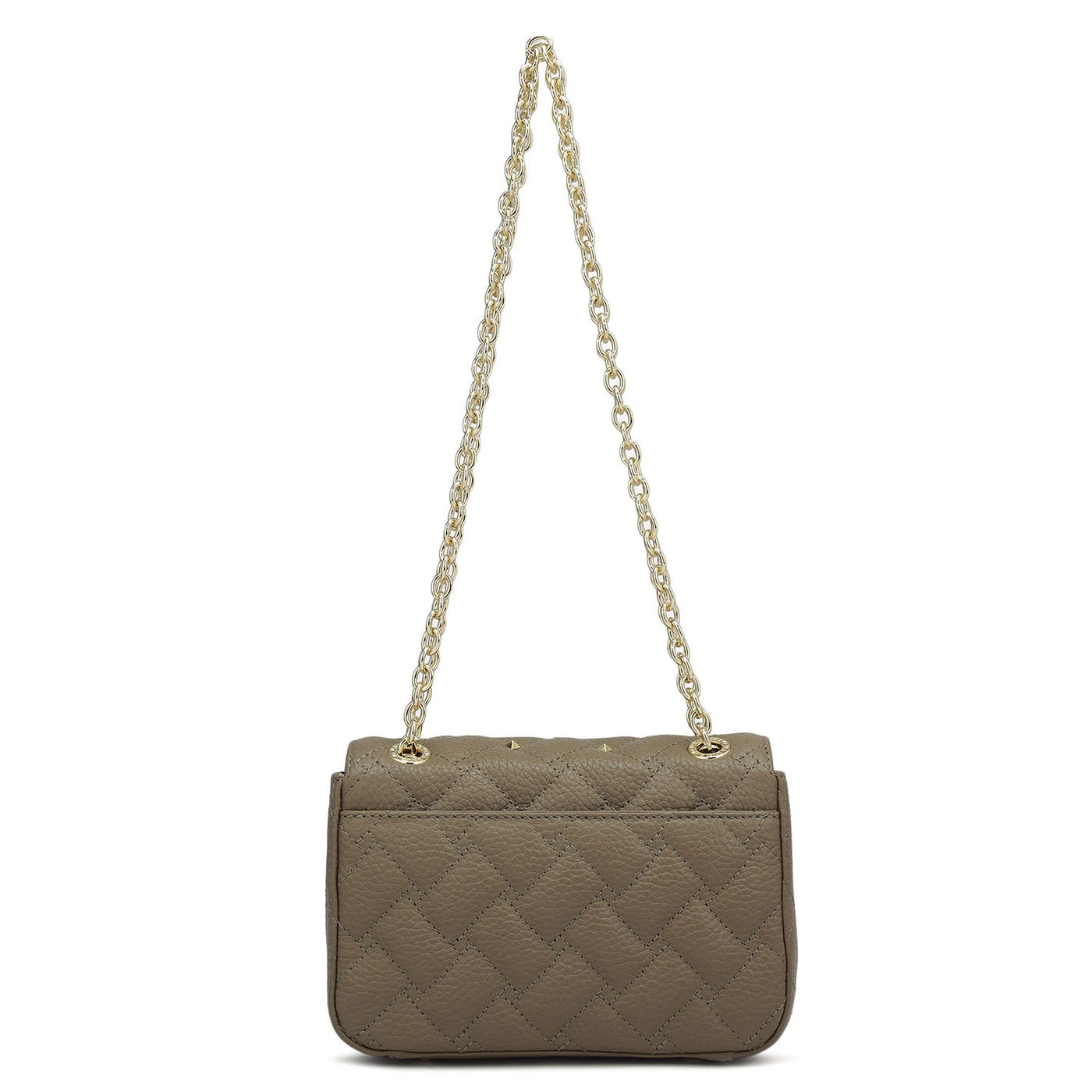 Small Quilting Leather Shoulder Bag - Greyish Taupe