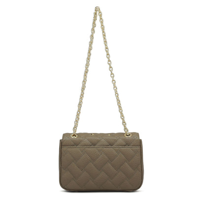 Small Quilting Leather Shoulder Bag - Greyish Taupe