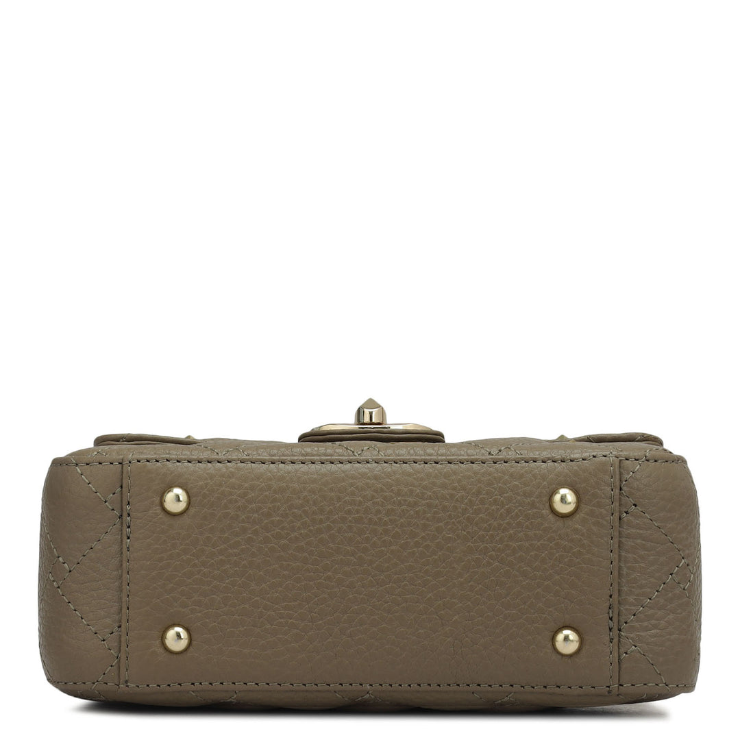Small Quilting Leather Shoulder Bag - Greyish Taupe