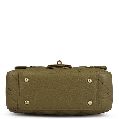 Small Quilting Leather Shoulder Bag - Olive