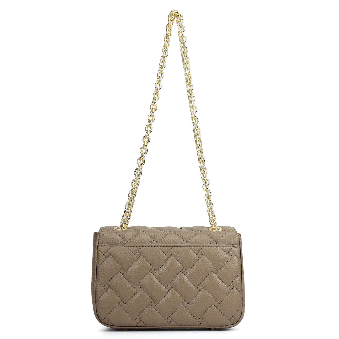 Small Quilting Leather Shoulder Bag - Smoke Grey