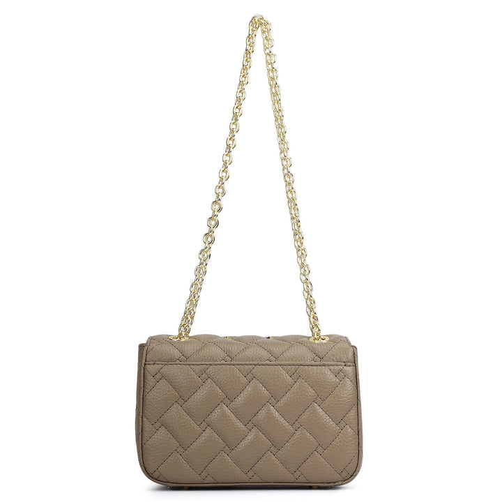 Small Quilting Leather Shoulder Bag - Smoke Grey