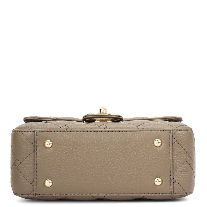 Small Quilting Leather Shoulder Bag - Smoke Grey