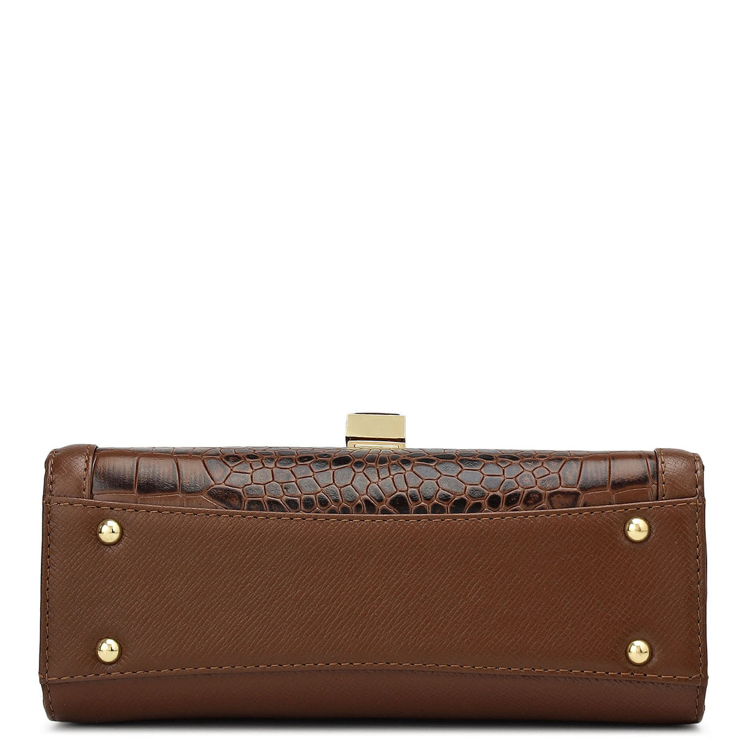 Small Franzy Croco Leather Shoulder Bag - Date