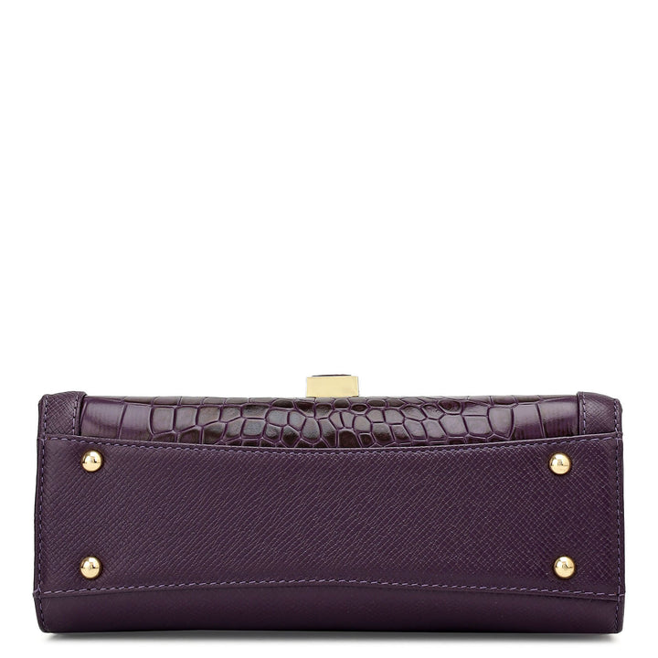 Small Franzy Croco Leather Shoulder Bag - Grapevine