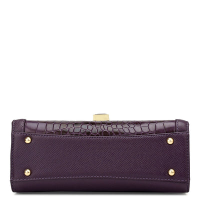 Small Franzy Croco Leather Shoulder Bag - Grapevine