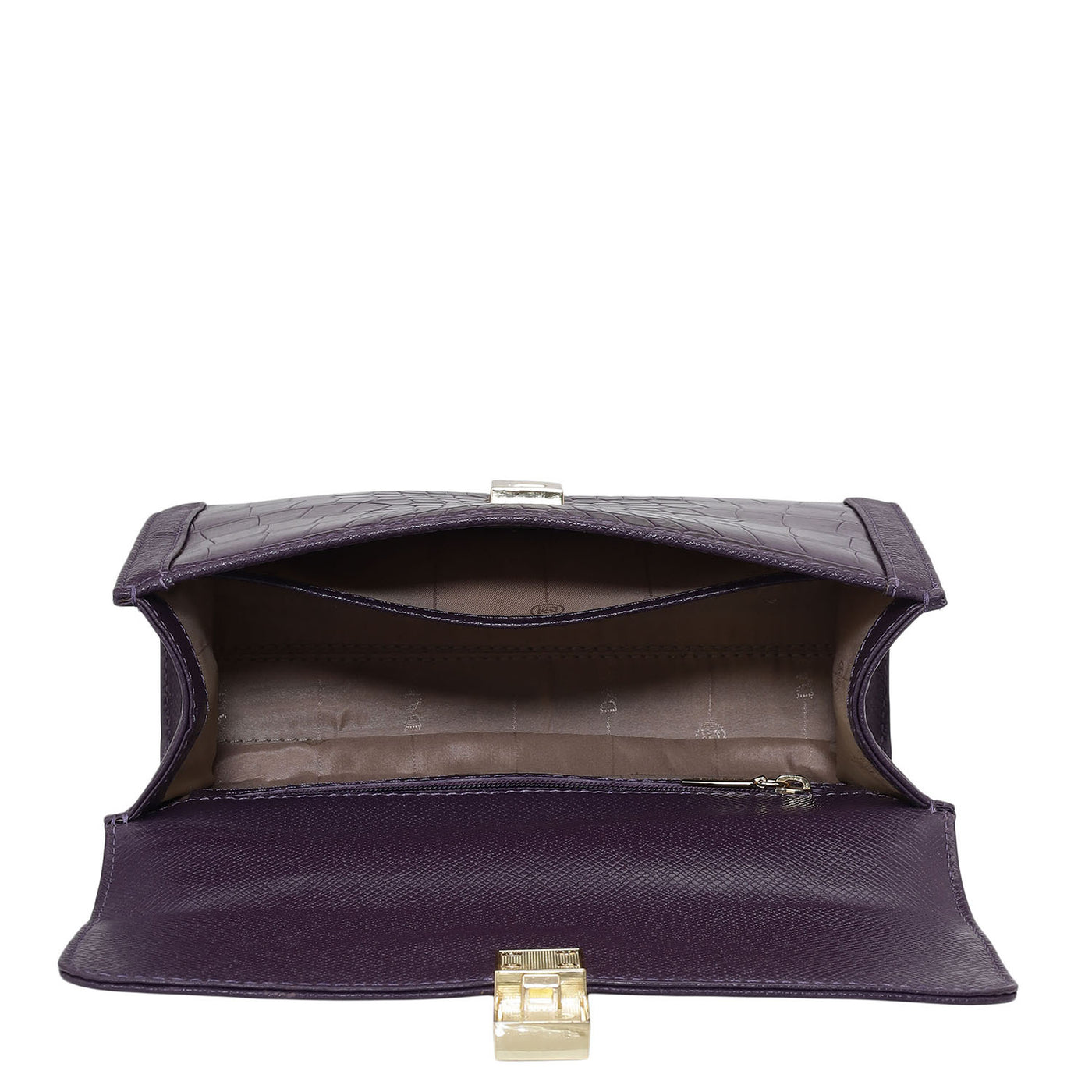 Small Franzy Croco Leather Shoulder Bag - Grapevine